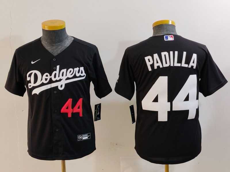 Youth Los Angeles Dodgers #44 Vicente Padilla Number Black Cool Base Stitched Jersey->mlb youth jerseys->MLB Jersey